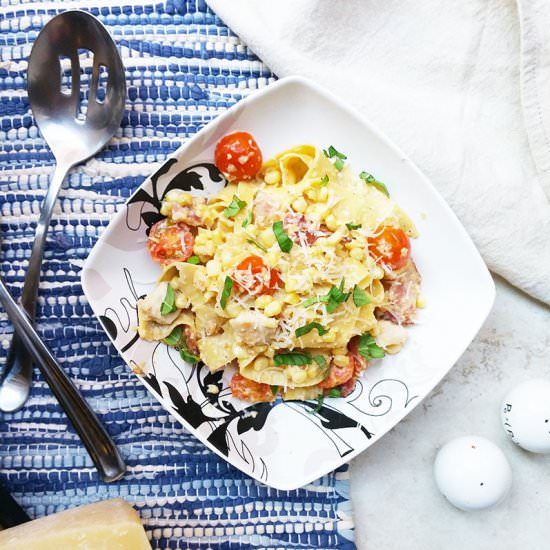 Pappardelle with corn pesto