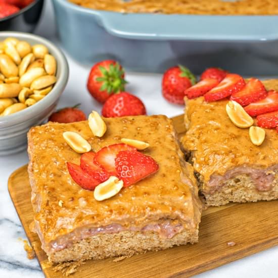 PBJ Vegan Cream Cheese Poke Cake