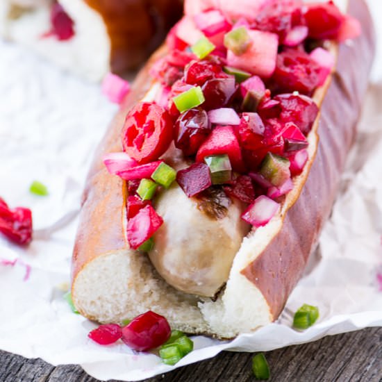 Brats with Spicy Cranberry Relish