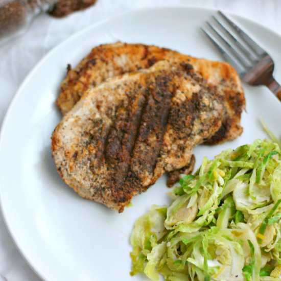 Coffee and Garlic Rubbed Pork Chops
