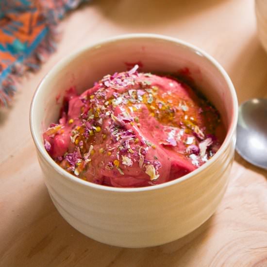 Vegan Raspberry Rose Ice Cream