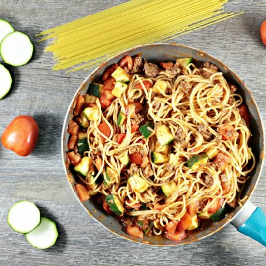 Spaghetti with Zucchini & Tomatoes