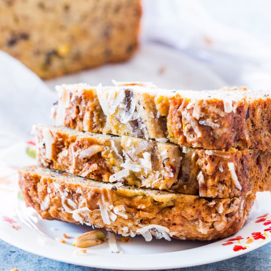 Coconut Pistachio Banana Bread