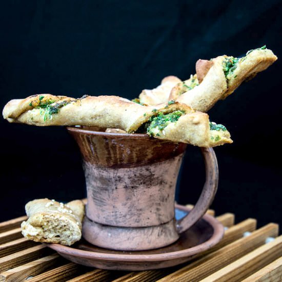 Pizza Dough Twists With Parsley