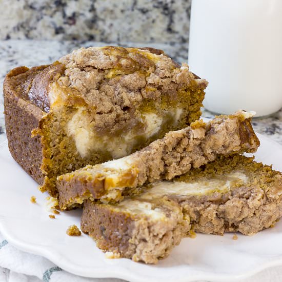 Crumbly Cream Cheese Pumpkin Bread