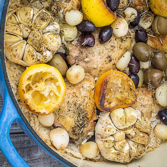 One Pot Greek Lemon Chicken & Rice