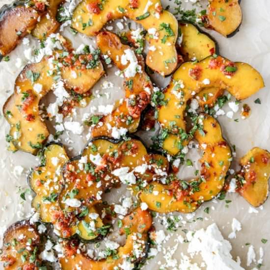 spicy roasted squash with feta