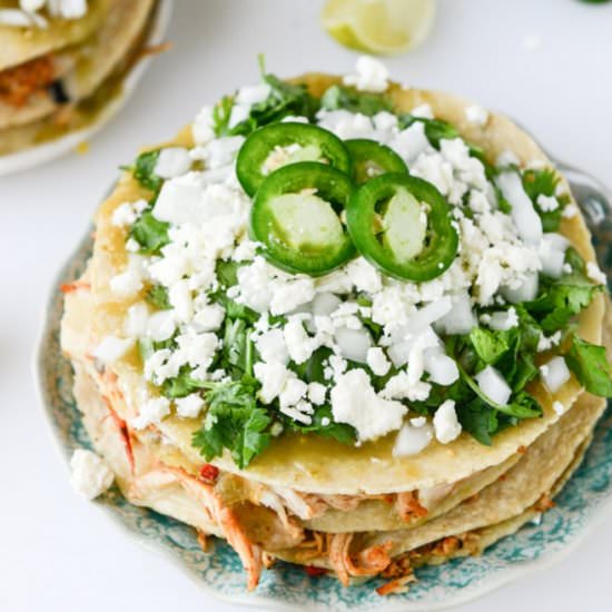 Roasted chipotle chicken taco stack