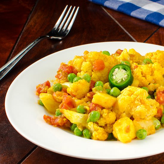 Cauliflower, Potato, and Pea Curry