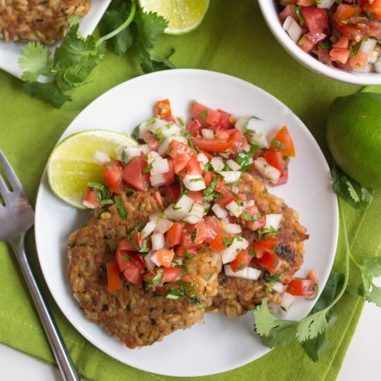 Salmon Brown Rice Cakes with Salsa