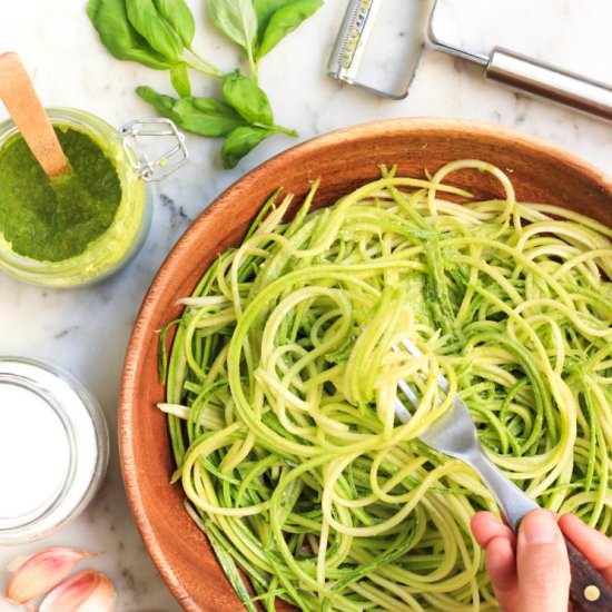 Zucchini Noodles with Walnut Pesto