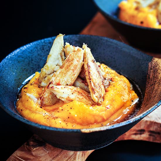 Sauteed Crab over Squash Puree