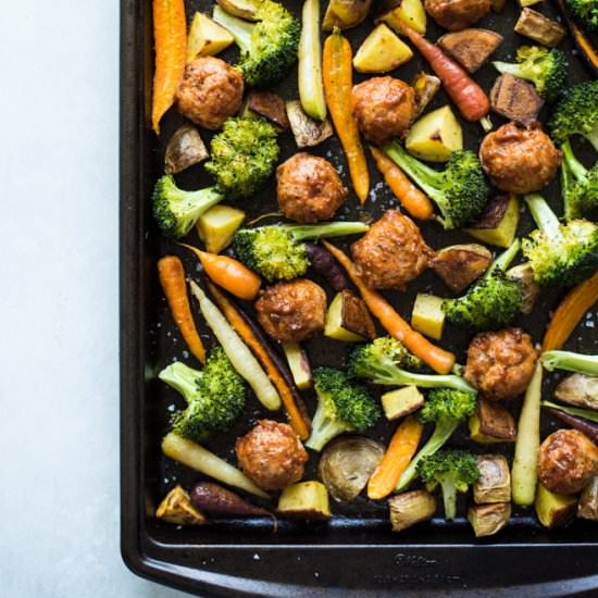 Chicken Meatball Sheet Pan Dinner