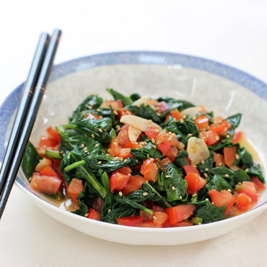 Garlic Spinach with Tomatoes