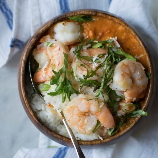 Shrimp with Coconut and Tomato Rice