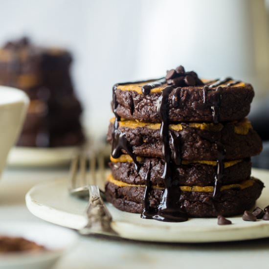 Vegan Cookie Dough Brownie Pancakes
