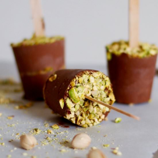 Yogurt Fudgesicles with Pistachios
