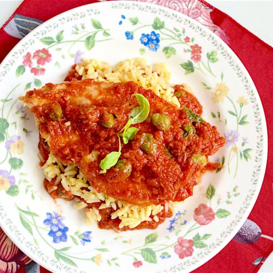 Chicken in Tomato Caper Sauce