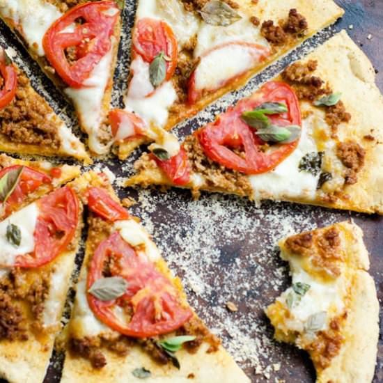 Caprese Pizza with Spicy Chorizo
