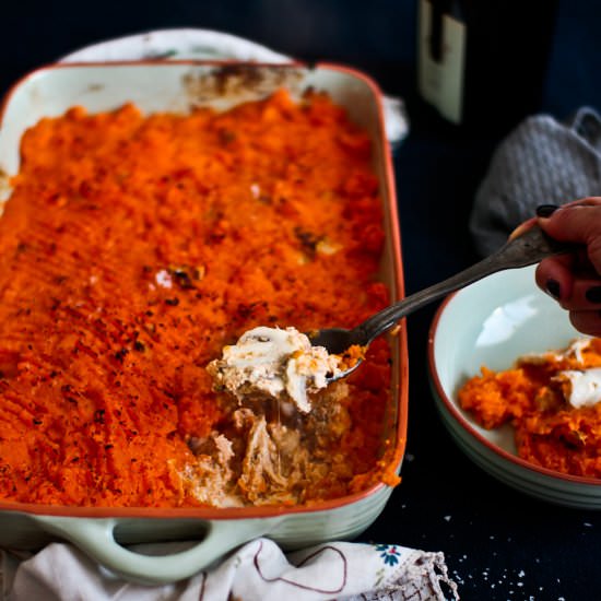 Crustless Salmon Sweet Potato Pie