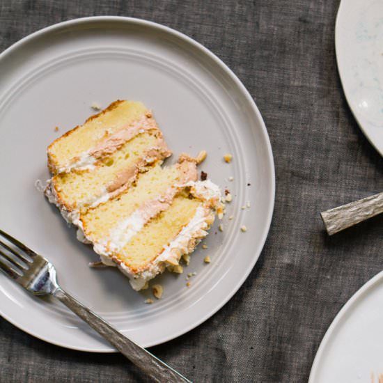 Golden Cake w/ Chocolate + Hazelnut