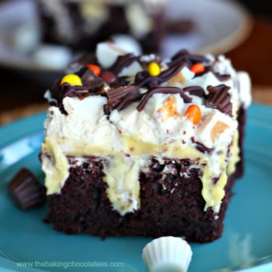 Peanut Butter Devil’s Food PokeCake