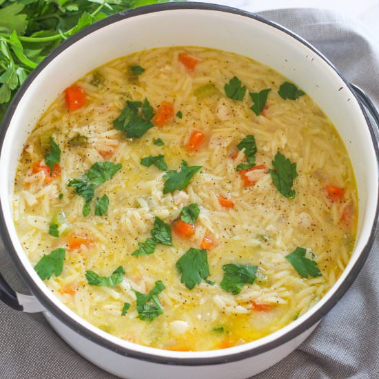One Pot Chicken Orzo Soup