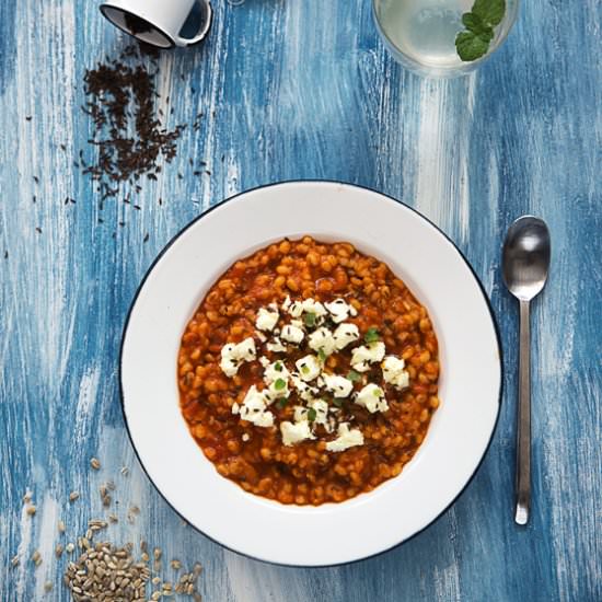 Barley Risotto with Marinated Feta