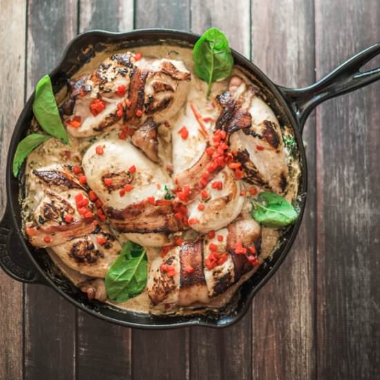 Spinach Bacon Chicken Skillet