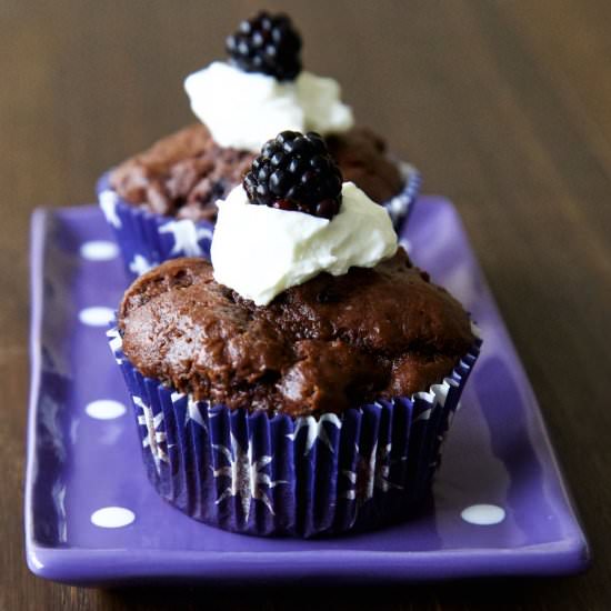 Double Chocolate Blackberry Muffins