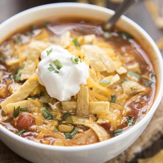 Slow Cooker Chicken Enchilada Soup