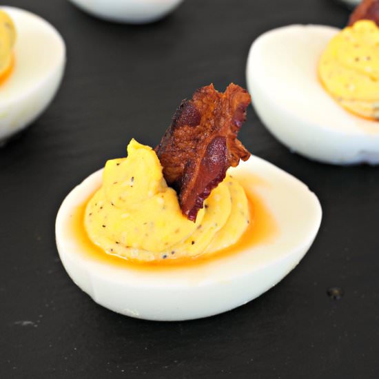 Pepper Jelly & Bacon Deviled Eggs