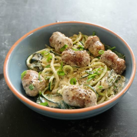 Creamy Sausage Zucchini Noodles