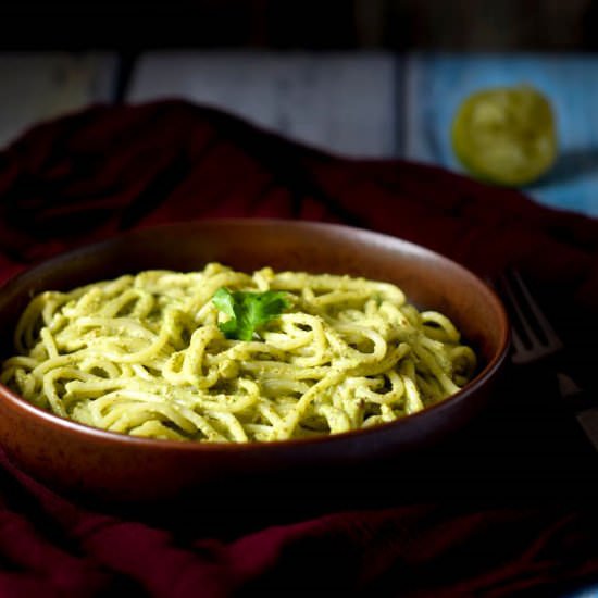 Flax Pesto Spaghetti
