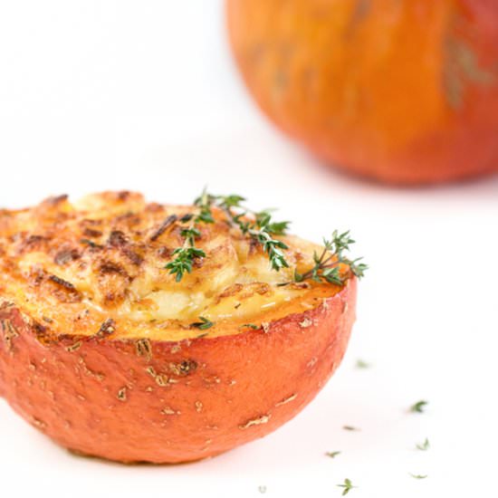 potato gratin in a pumpkin