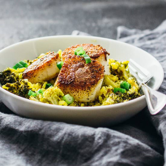 Scallop risotto with saffron