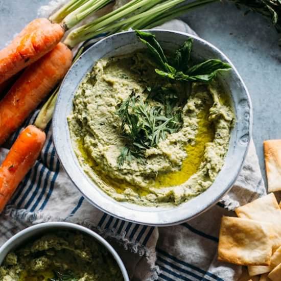 Carrot Top Pesto Hummus