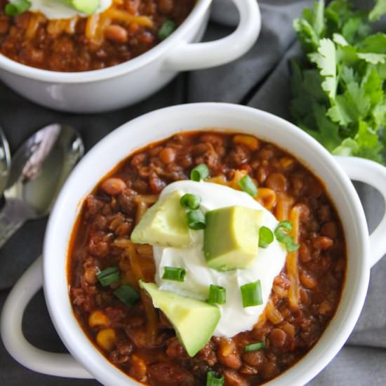 Slow Cooker Spicy Lentil Chili