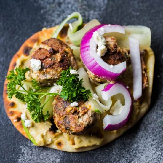 Greek Lamb Hummus Pitas