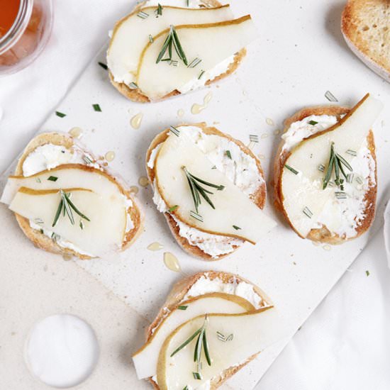 Whipped Feta & Pear Crostini