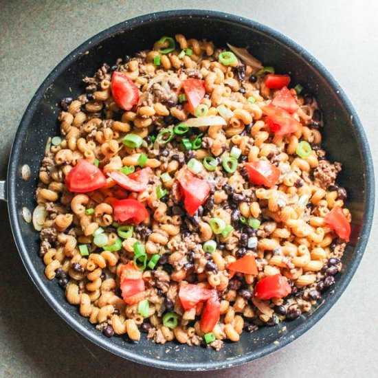 One Pot Taco Pasta with Black Beans