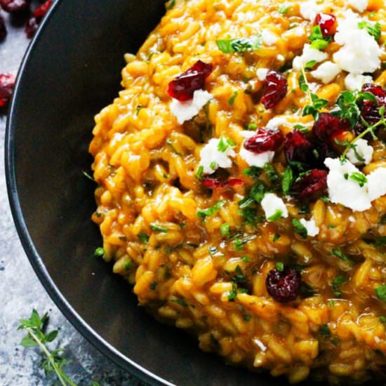 Pumpkin Risotto with Goat Cheese
