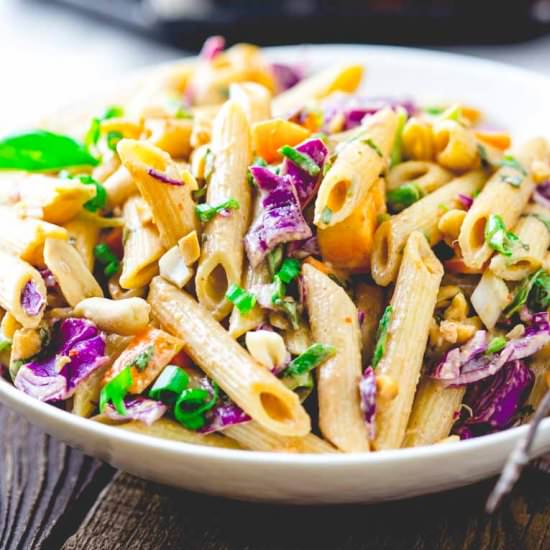 Peanut Noodles with Cabbage & Basil