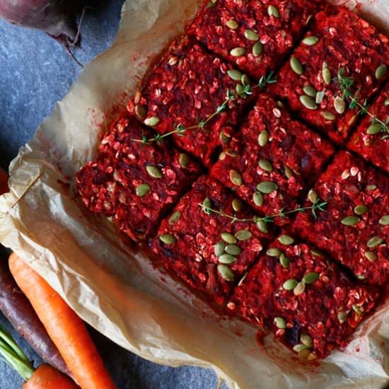 Beetroot, Carrot and Oat Bake