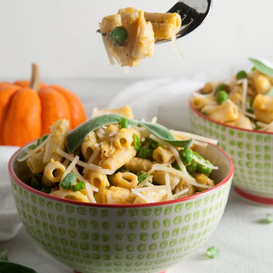 Pumpkin Penne with Peas & Parmesan