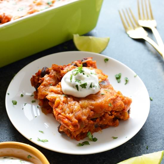 Healthy Chicken Enchilada Casserole