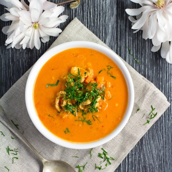 Spicy Chicken,Tomato & Coconut Soup