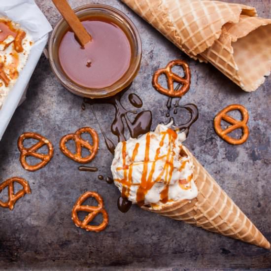 Salted Caramel Pretzel Ice Cream