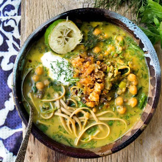 Chickpea and Lentil Noodle Soup