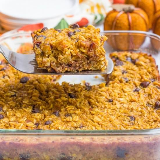 Pumpkin Chocolate Baked Oatmeal